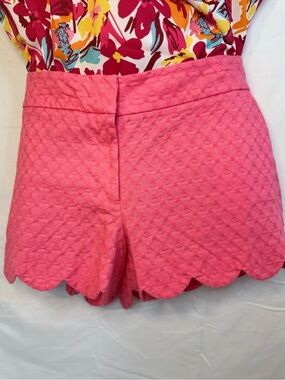 Preppy Fun Pink Scallop Hem Quilted Shorts Size 14P